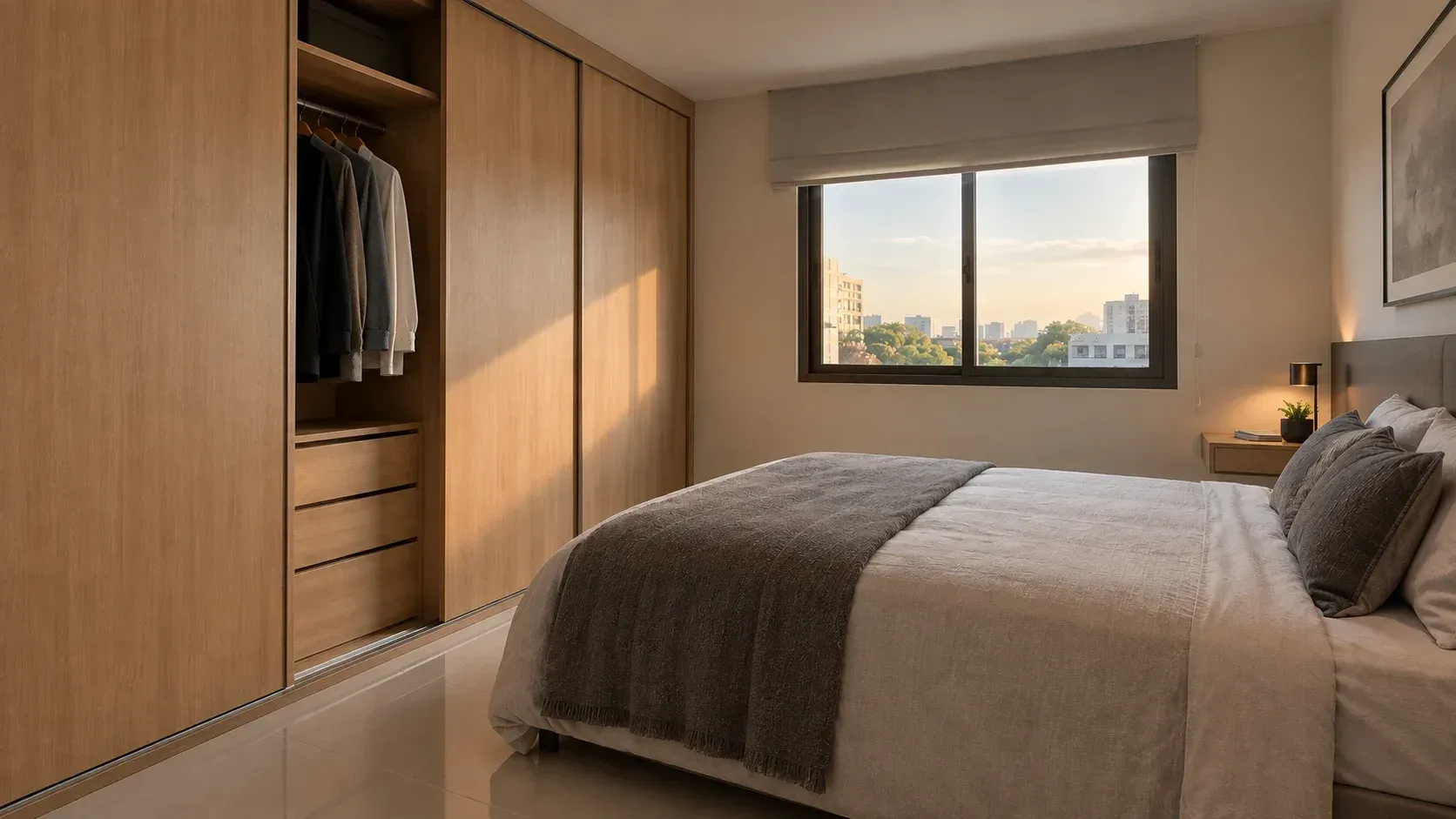 Guarda roupas com porta de correr sob medida para quartos pequenos em Sorocaba